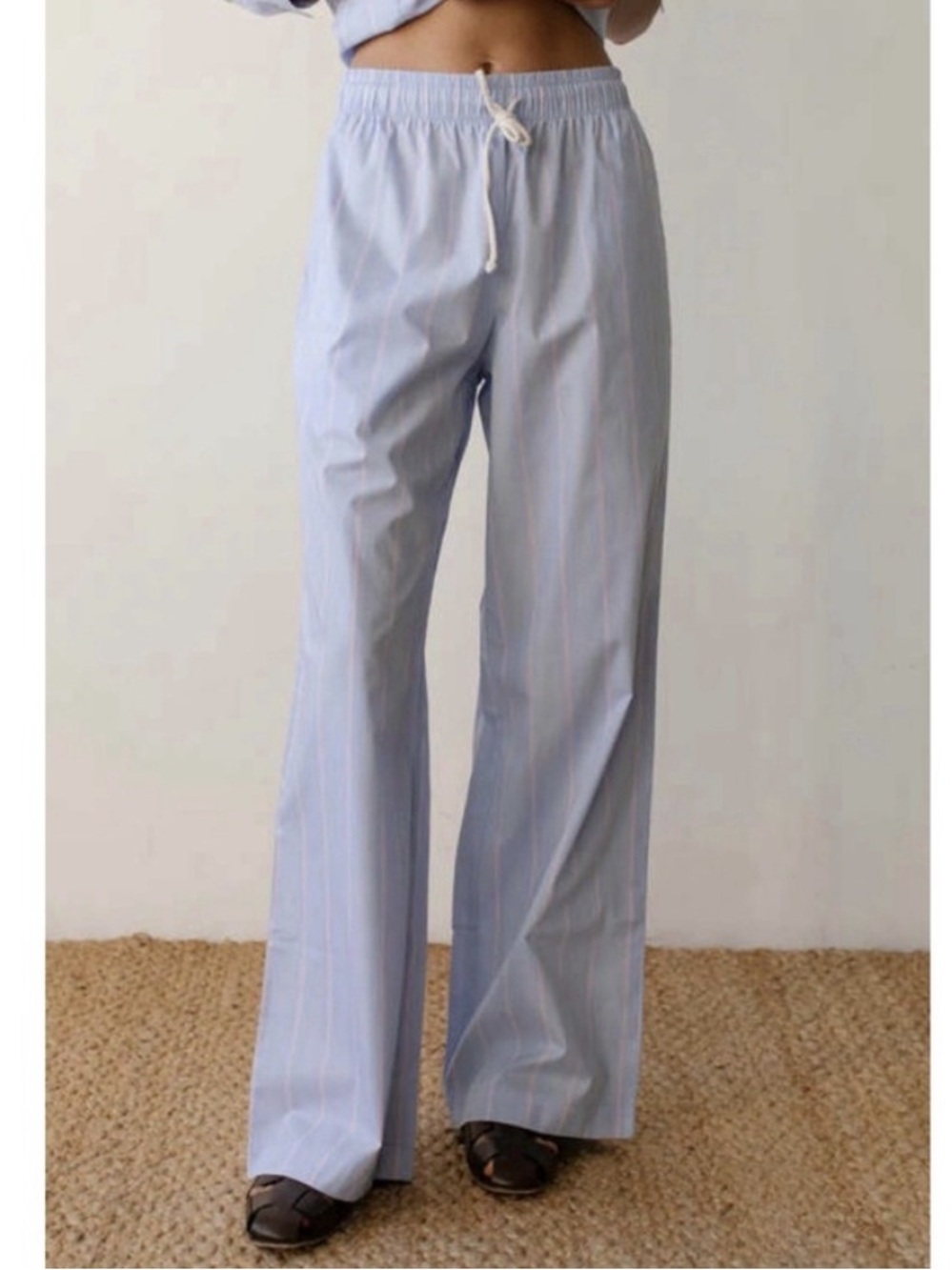 Donni Pop Pant in Tomato Pinstripe